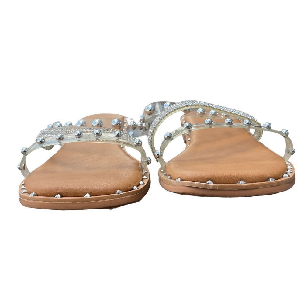 Nicole Miller New York Strappy Studded‎ Rhinestone Slip On Sandals Size 10 - Picture 4 of 9
